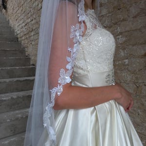 Wedding glitter lace veil boho bridal glitter shimmer lace veil edge veil short veil bridal flowers veil chapel length veil fingertip