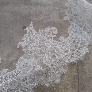 Сathedral veil lace veil trim Wedding veil chantilly lace veil Spanish veil lace trim veil floor length veil Wide mantilla veil lace trim image 6