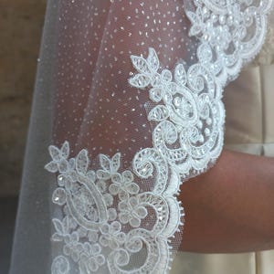 Cathedral veil glitter veil trim Wedding veil lace trim veil Mantilla veil glitter lace Spanish mantilla beaded mantilla veil chantilly lace