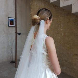 Wedding cape ivory Bridal cape with comb Simple bridal cape veil boho wedding cape Cape veil unique bridal cape Cathedral veil cape