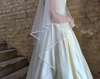 Cape de mariée cape d'épaule de mariage ivoire Cape de mariée transparente avec voile blush nacre Cape de mariée voile longueur genou voile Cape de mariage perle