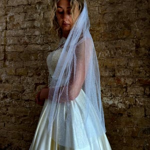 Short Shimmering Glitter Veil Sparkle Shimmering Glitter Cathedral Bridal Veil with Sparkly Trim Fingertip Length veil glitter wedding veil