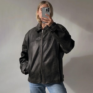 Blouson aviateur classique en cuir noir effet bicolore pour femme, veste en cuir souple en peau de mouton à épaules tombantes pour femme, cadeau pour femme, cadeau pour elle