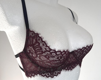 Sujetador de copa media abierta con soporte, lencería sin copa en tallas grandes ABCDEF