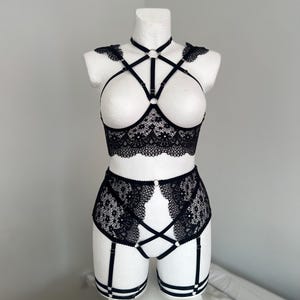 Black Butt harness adult tutu babydoll - Handmade lingerie set in custom size Different colors Gift for her Mature