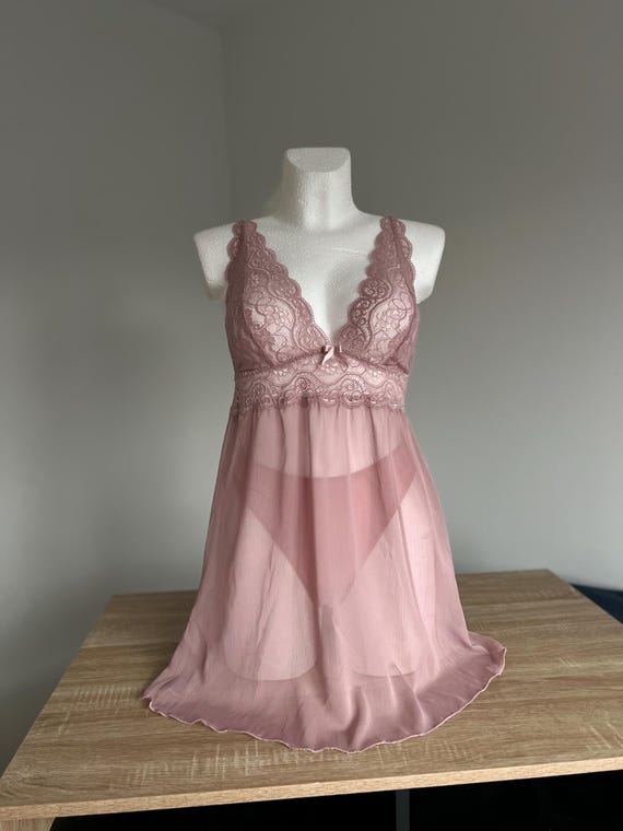 Pink Lace See Through Babydoll Negligee Plus Size Lingerie Negligee for  Women Sheer Nightgown Lingerie See Through Transparent Night Dress - Etsy