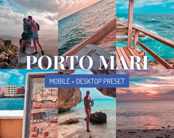 Porto Mari | Lightroom-vooraf ingesteld Curaçao-thema | Mobiel en desktop | Tropische zomer Strandvakantie Fotofilter