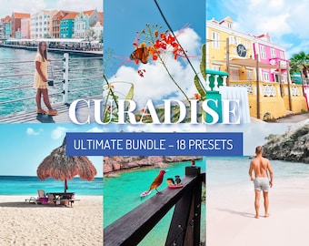 Curadise-bundel | 18 Lightroom-presets Curaçao-thema | Mobiel en desktop | Voorinstellingen fotofilter tropisch zomer strandvakantie