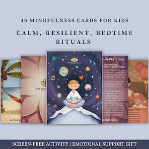 40 mindfulnesskaarten voor kinderen – Little Shambala Warriors |  Kalm, veerkrachtig, bedtijdrituelen | Schermvrije activiteit | Cadeau emotionele steun