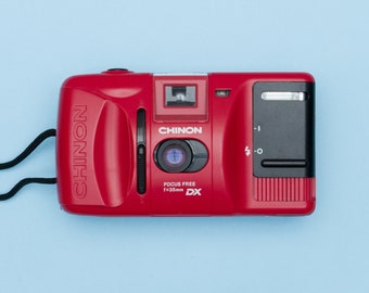 Chinon Auto GL RED Compact 35mm Film Camera Point and Shoot