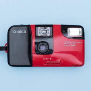 Konica POP-Super 35mm Compact Point and Shoot Film Camera Red