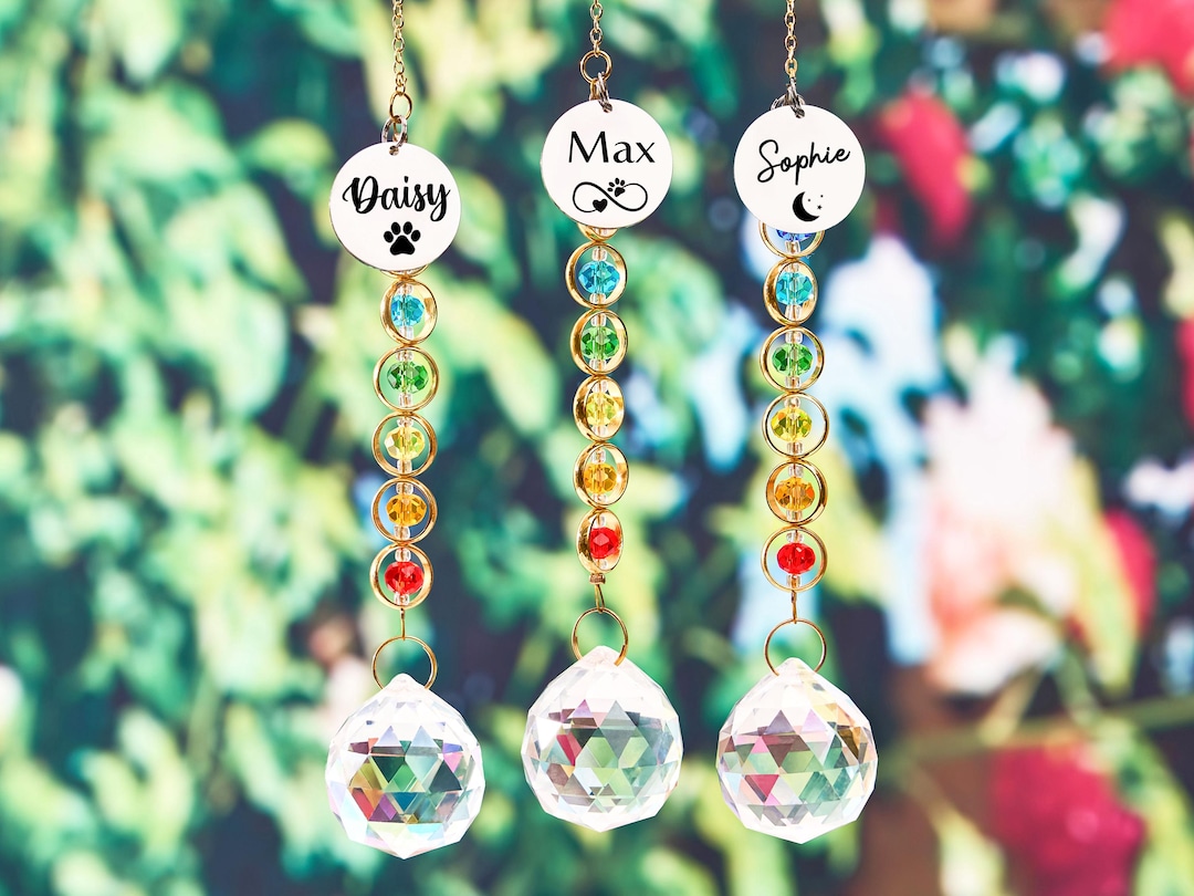 Custom Rainbow Suncatcher Dog Memorial, Crystal Rainbow Bridge Gift for ...