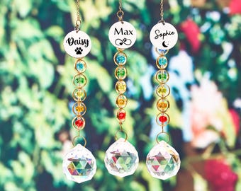 Custom Rainbow Suncatcher Dog Memorial, Crystal Rainbow Bridge Gift for Pet Lovers,Dog Memorial Gifts for Loss of Dog, Pet Remembrance Gifts