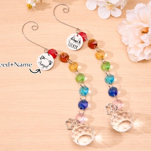 Personalized Rainbow Bridge Sun catcher with Pet Breed, Rainbow Heart Paw Print Memorial Sun catcher,dog/cat/pet remembrance,Memorial gifts