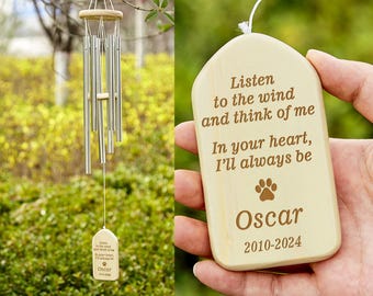 Gepersonaliseerde huisdier Memorial windgong, luister naar de wind, verlies van huisdier sympathie cadeau, hond verlies, huisdier Memorial, huisdier verlies, herinnering windgong
