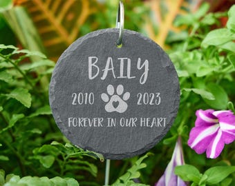 Personalized Heart Memorial Garden Slate and Hook,Engraved Memorial Plaque,Dogs Grave Stone Personalized,Memorial Plaque For Pet Dog