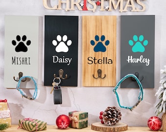 Personalized Dog Leash Holder | Custom Dog Leash Holder  for Key Leash | Wood Dog Leash Holder for Wall Decor | Christmas Gifts