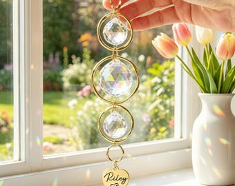 Personalized Crystal Rainbow Suncatcher, Pet Memorial Keepsake, Dog Remembrance Gift,Dog Memorial Gifts,Dog Cat Pet Loss Gifts