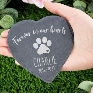 Dog Memorial Gift | Personalized Pet Memorial Stone | Forever in My Heart | Custom Pet Memorial Gifts | Heart Paws Memorial Stone for garden