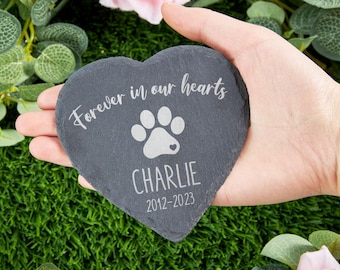 Dog Memorial Gift | Personalized Pet Memorial Stone | Forever in My Heart | Custom Pet Memorial Gifts | Heart Paws Memorial Stone for garden