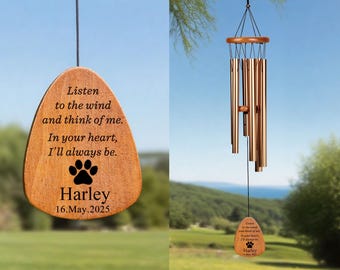 Personalized Pet Memorial Wind Chime,Custom Dog Memorial Gifts,Dog Cat Pet Loss Sympathy Gift,Listen to the Wind,Dog Remembrance Gifts