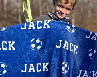 Personalized Soccer Blanket: Plush Fleece Gift for Soccer Player