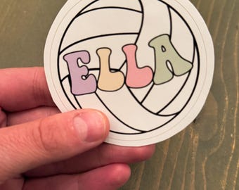 Personalized Volleyball Sticker, Custom Name Water Bottle Decal