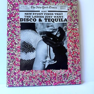 Pezzo di tela rosa Disco e Tequila Tela di strass riciclata