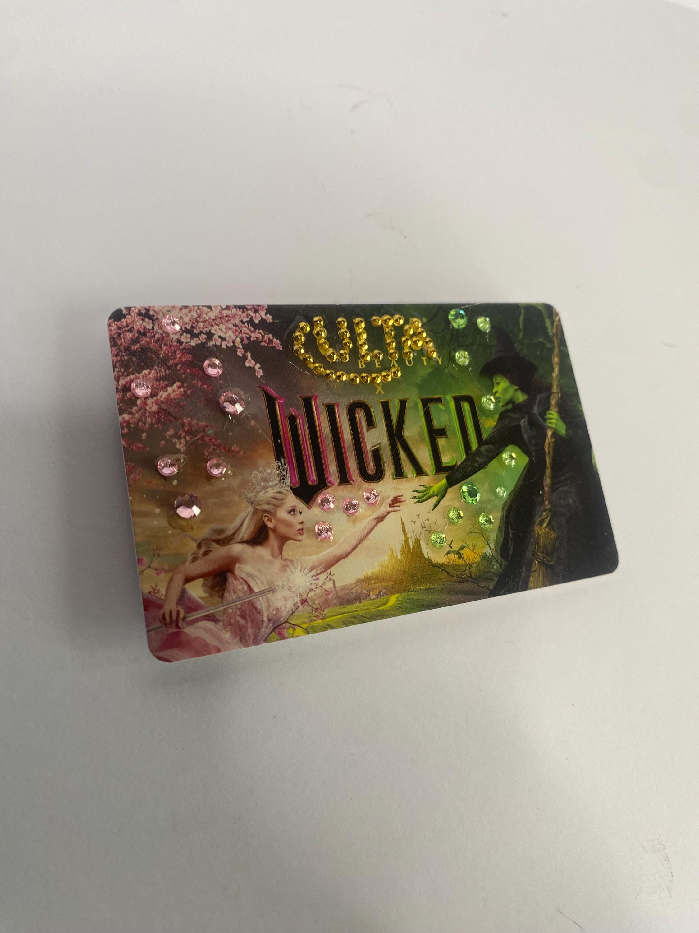 WICKED magnet gift card (not loaded) LIMITED EDITION, rhinestones, bedazzled magnet, gift card, wicked style Ulta gift card magnet, green