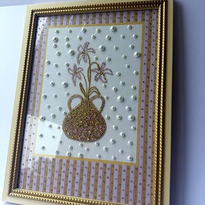Flower vase Upcycled rhinestone poster IN FRAME