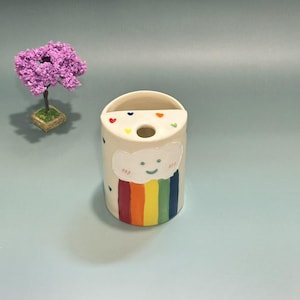 PREORDER Rainbow Ceramic Travel Mug,Handmade Pottery Coffee Tea Cup,Ceramic To Go Cup,Unique Gift for Coffee Tea Lovers,Cute Gift,Sip Mug