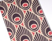 Passport Cover - Pink Navy Peacock Feathers