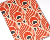 Passport Cover - Orange Peacock Feathers