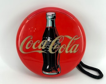 Vintage Coca-Cola Neon Light Up Button Sign Phone 1996 Red Bottle Graphic Retro