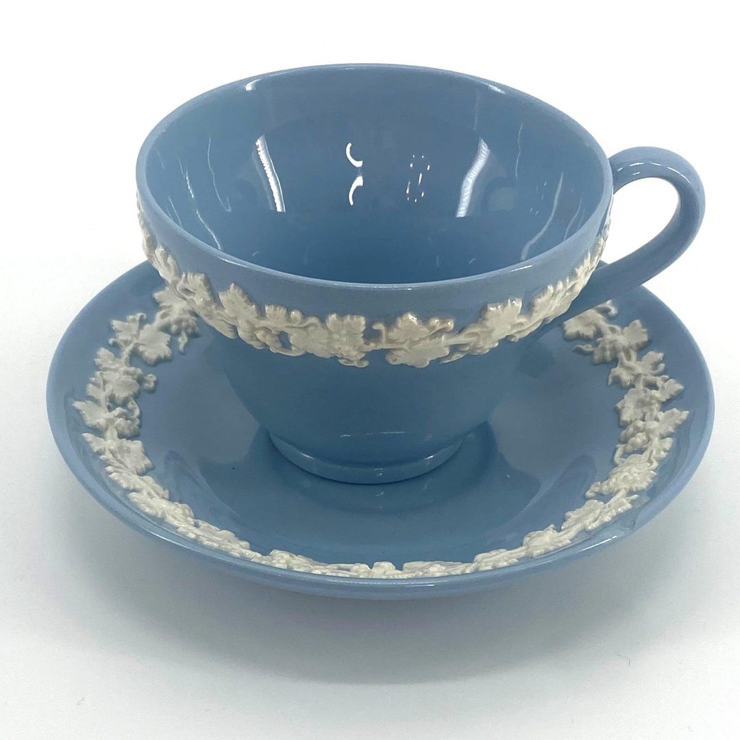 Queensware Cookware Wedgwood Queensware Cream on Lavender Blue Footed Demitasse Cup ...