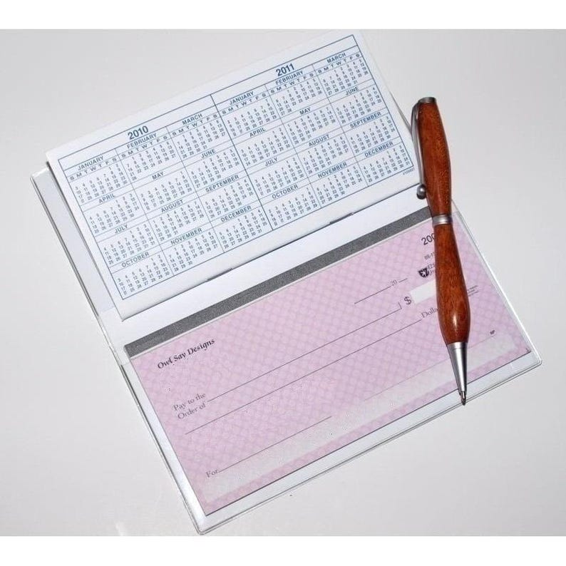 New Checkbook Cover Wallet Vinyl Check Register Protector -coral Red ...