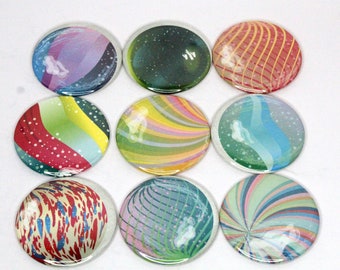 2.25" Set of 9 Magnets- Glass Marbles