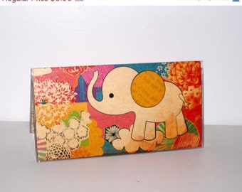 New Checkbook Cover Wallet Vinyl Check Register Protector - Magic Elephant