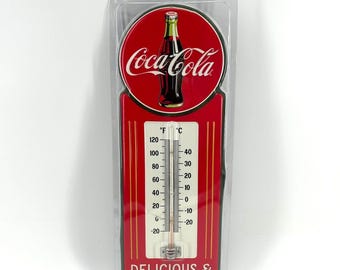Coca Cola Metal Wall Thermometer Red Delicious & Refreshing Open Road Brands NEW