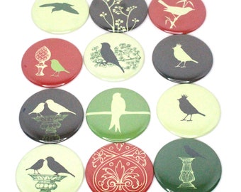 2.25" Magnet Bottle Opener Pocket Mirror - Birds and Branches
