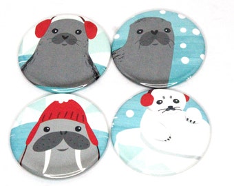 2.25" Set of 4 Magnets- Walrus Family