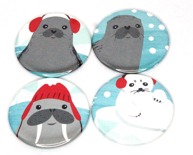 2.25 Set of 4 Magnets Walrus Family image 1