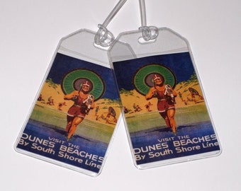 Luggage Tags - Set of Two  - The Dunes Beaches in Blue