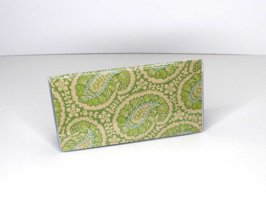 Checkbook Cover - Blue and Green Paisley - Etsy