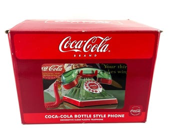 Coca-Cola Bottle Style Phone Decorative Clear Green Plastic Retro Landline 2005