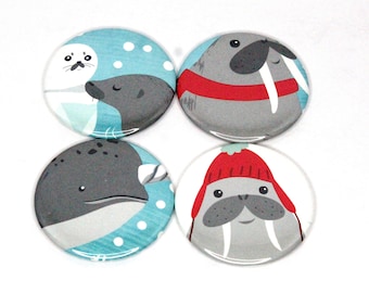 2.25" Set of 4 Magnets- Walrus Family Too