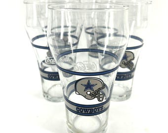 Dallas Cowboys Coca-Cola NFL Coca Cola Glasses Set of 5 Clear Blue Silver Logo