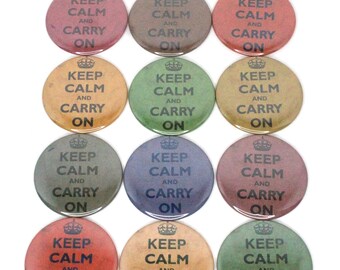 2.25" Magnet Bottle Opener Pocket Mirror - Distressed Keep Calm and Carry On