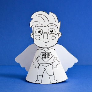 Paper Father's Day Craft Kit, Super daddy, cut out and coloring pages, drawings and crafts for kids, printable superhero, instant downloads