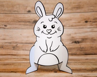 Easter Bunny Paper Craft Kit, Cut Out Coloring Pages (Digital Download)